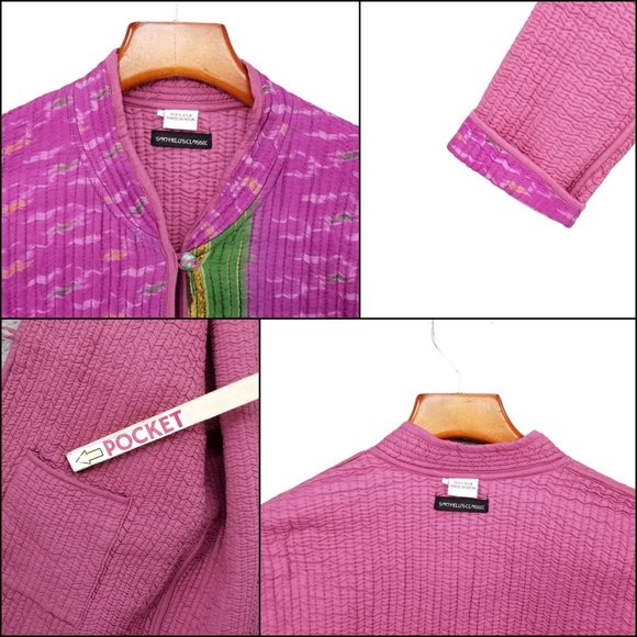 Sam Hilu Silk Reversible Jacket Womens Pink Purple Button Front Size S - Picture 11 of 13